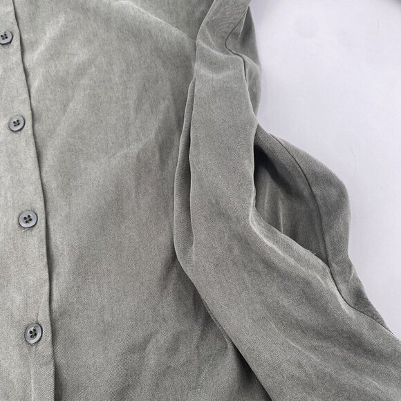 VETTA Size XS Olive Green Tencel Button Front Tunic Top Made In USA Pockets - Picture 9 of 13